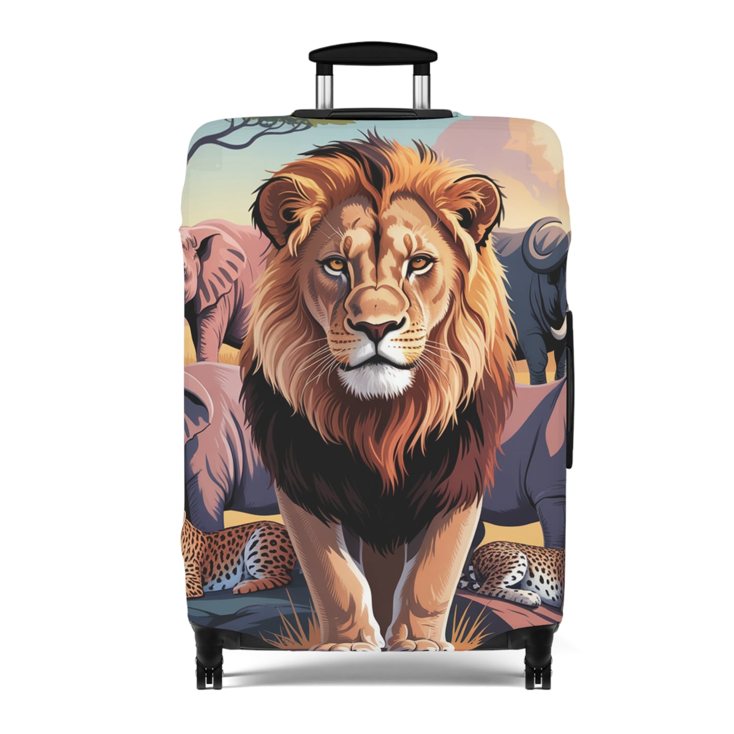 African Safari Giants Luggage Cover: The Majestic Lion | Protective Travel Case Accessory