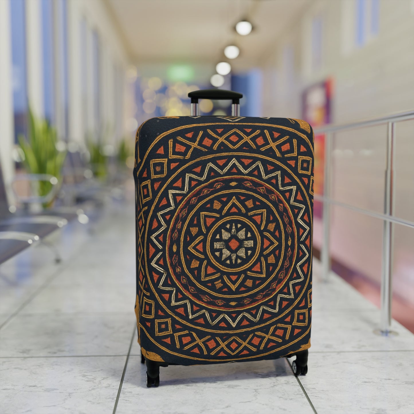 RAW TRUTH: African Earth Mandala Luggage Cover – Luxury Protective Travel Case Accessory (Dark Tones)