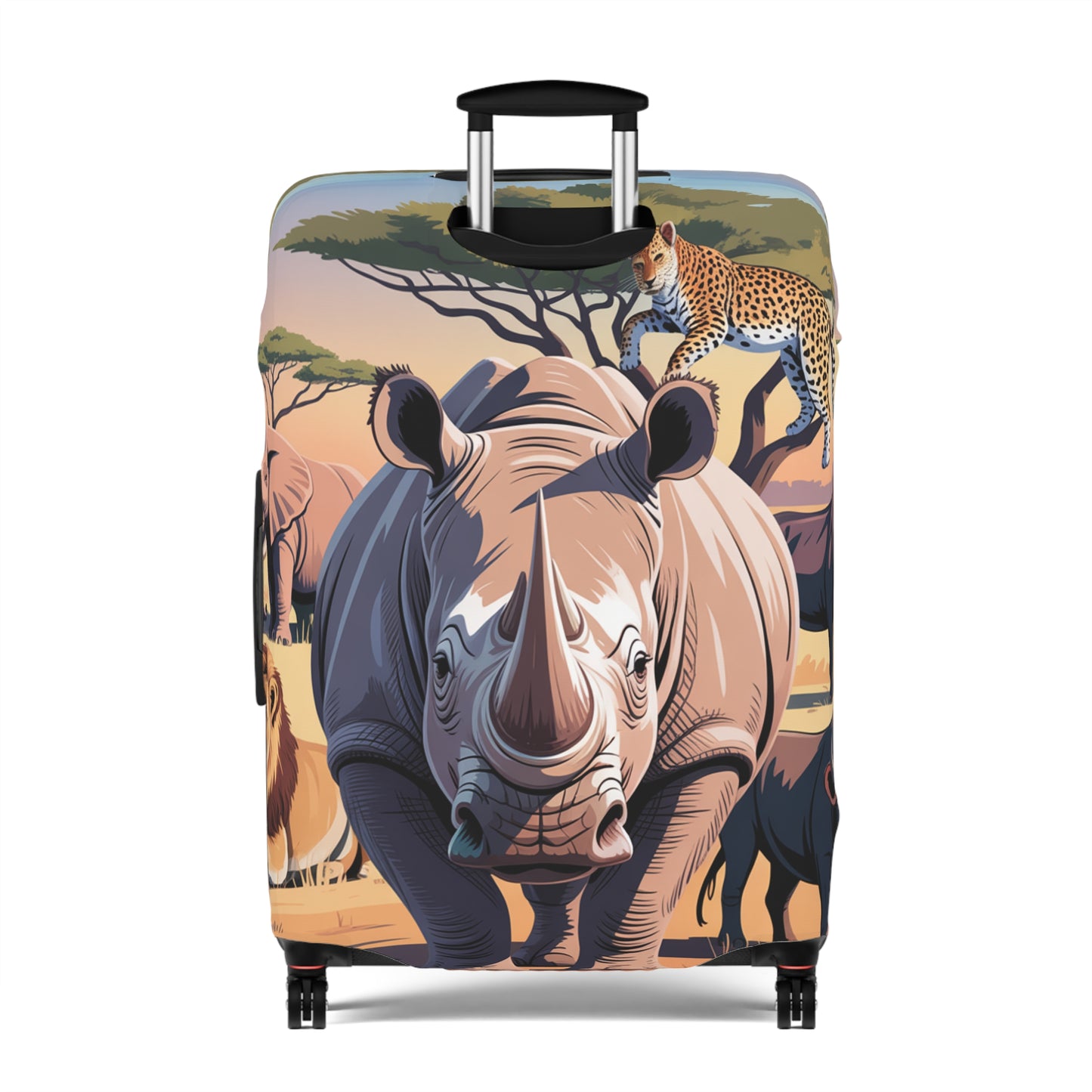 African Safari Giants Luggage Cover: The Majestic Rhino | Protective Travel Case Accessory