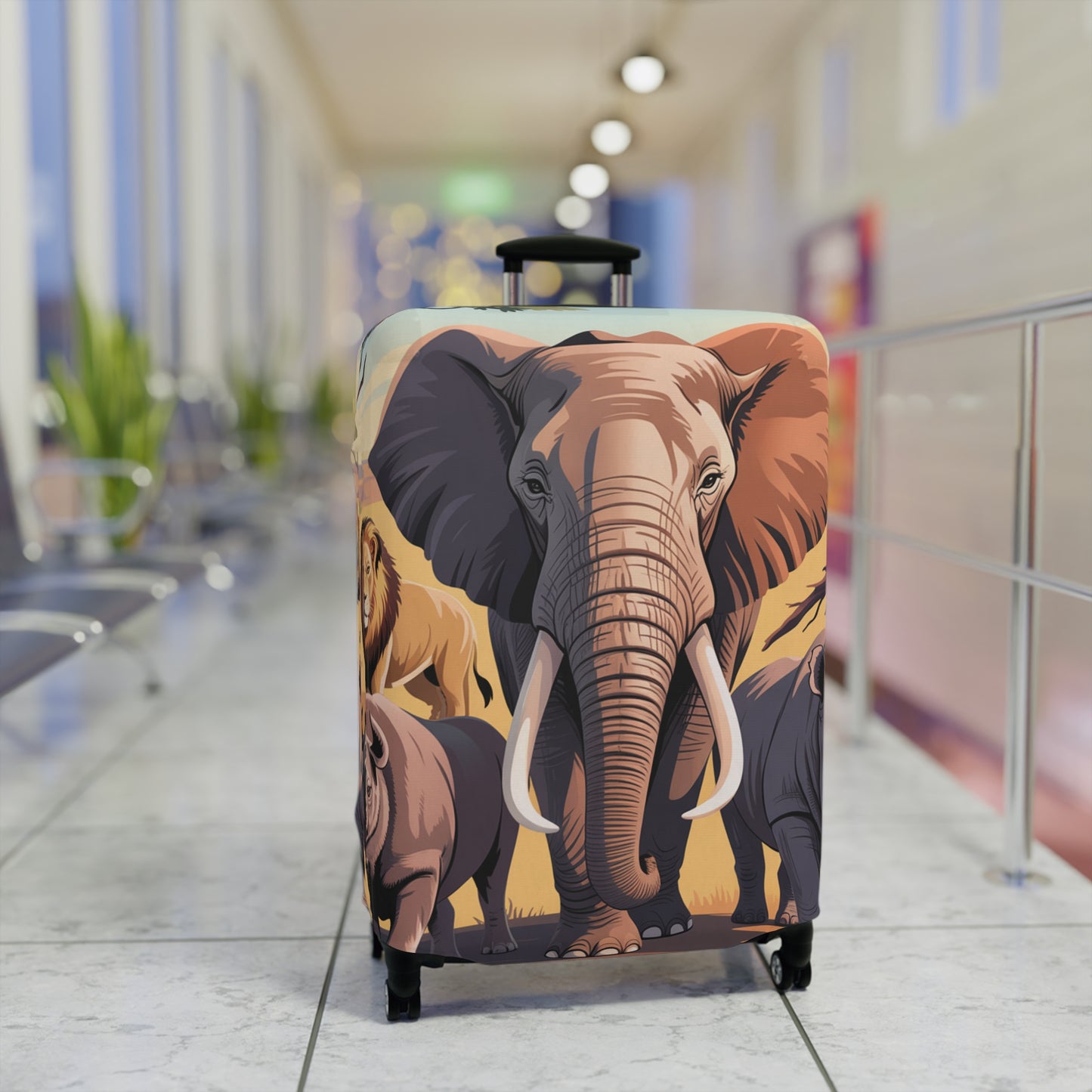 African Safari Giants Luggage Cover: The Majestic Elephant | Protective Travel Case Accessory