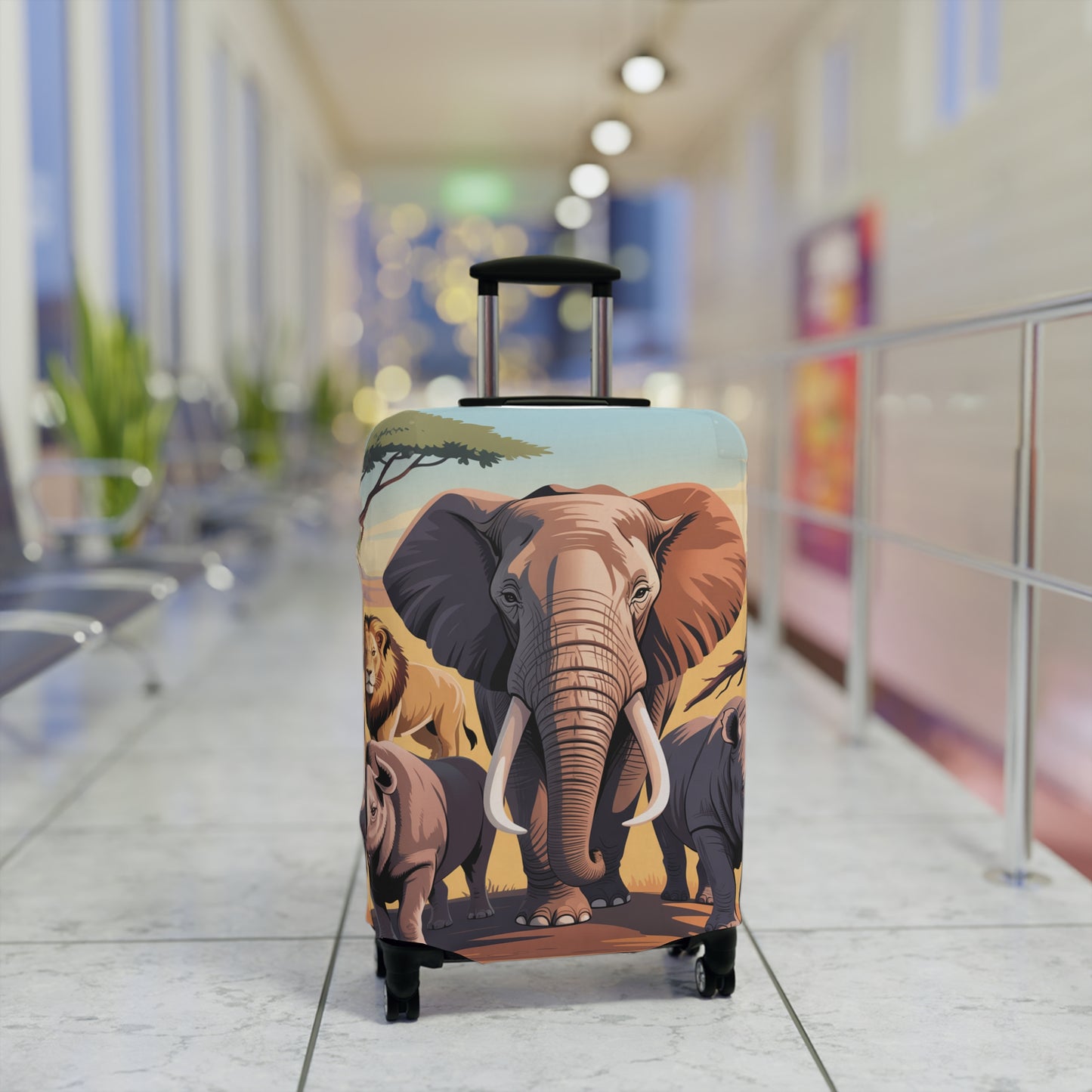 African Safari Giants Luggage Cover: The Majestic Elephant | Protective Travel Case Accessory