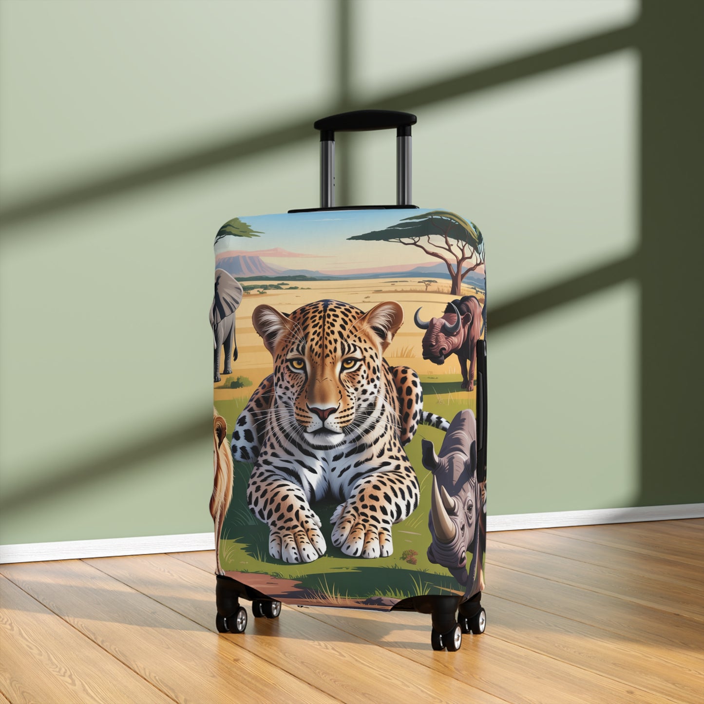 African Safari Giants Luggage Cover: The Majestic Leopard | Protective Travel Case Accessory