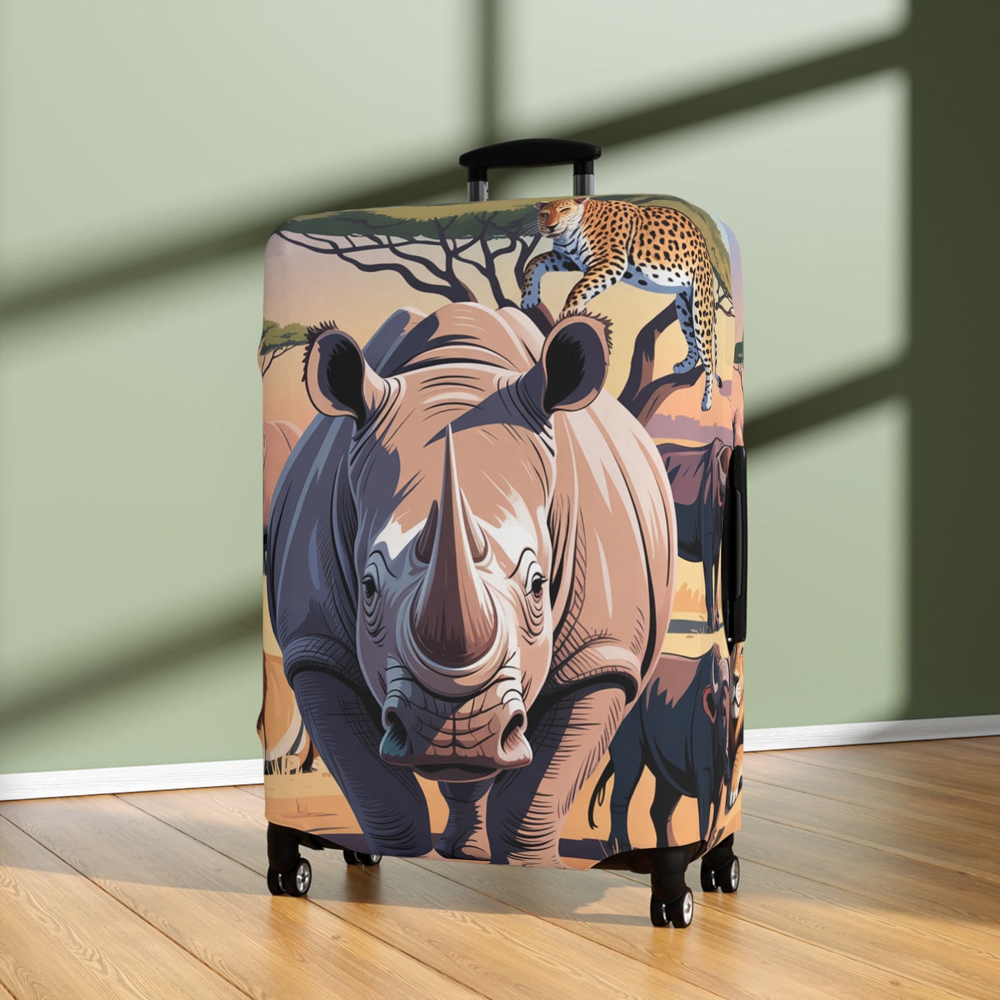 African Safari Giants Luggage Cover: The Majestic Rhino | Protective Travel Case Accessory