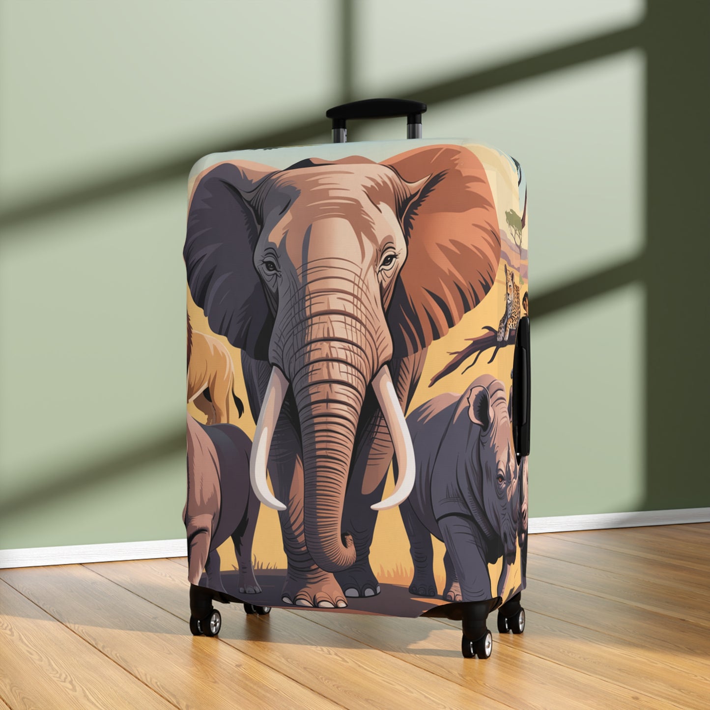 African Safari Giants Luggage Cover: The Majestic Elephant | Protective Travel Case Accessory