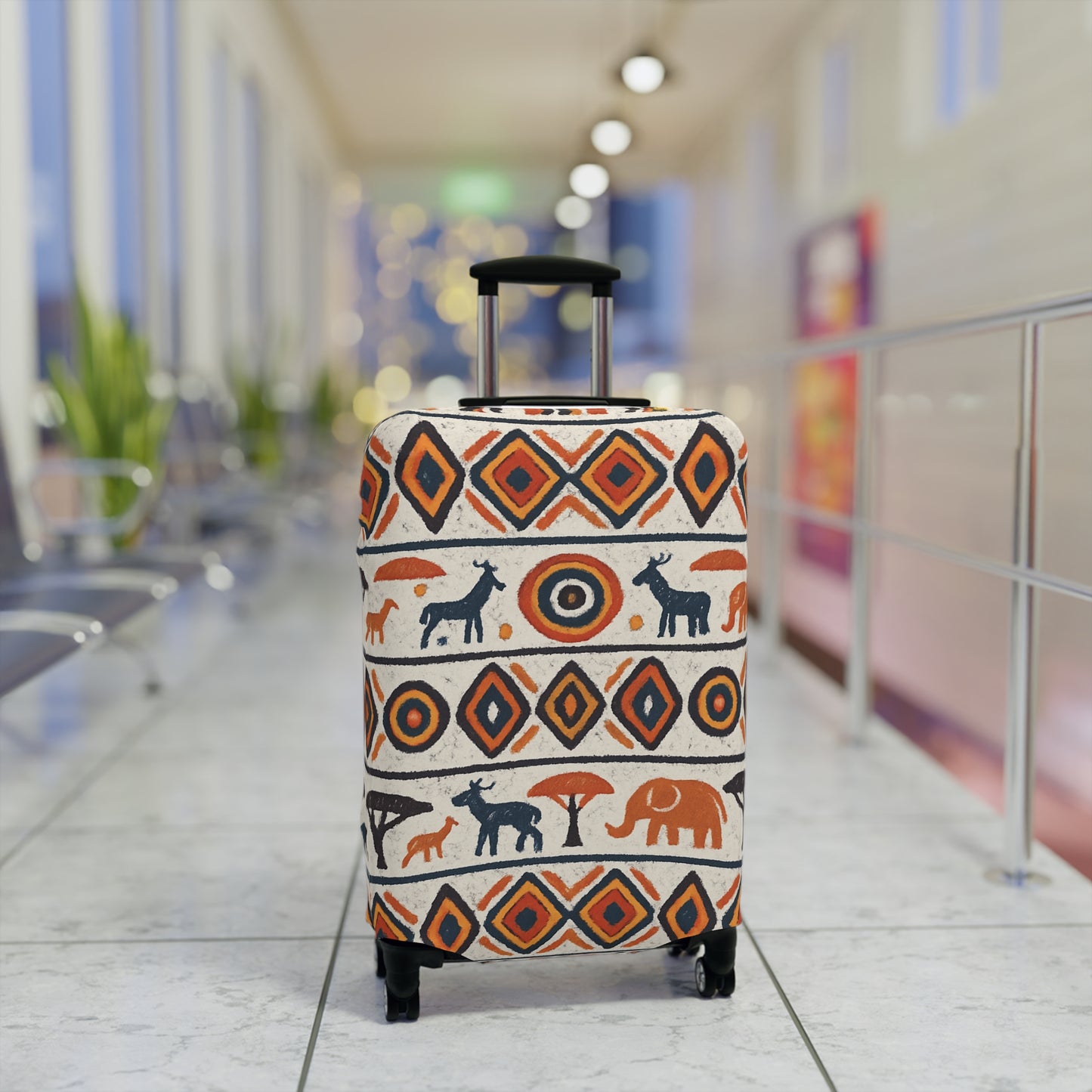 RAW TRUTH: Kenya Safari Print Luggage Cover – Wild Animals & Tribal Motifs Travel Accessory