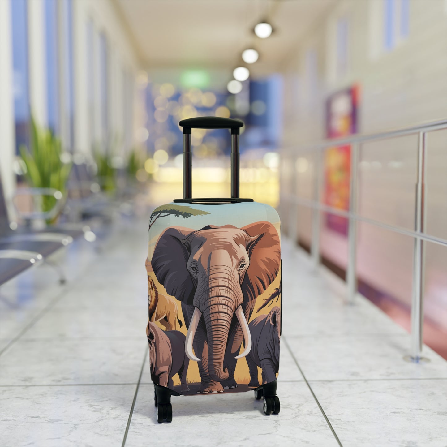 African Safari Giants Luggage Cover: The Majestic Elephant | Protective Travel Case Accessory
