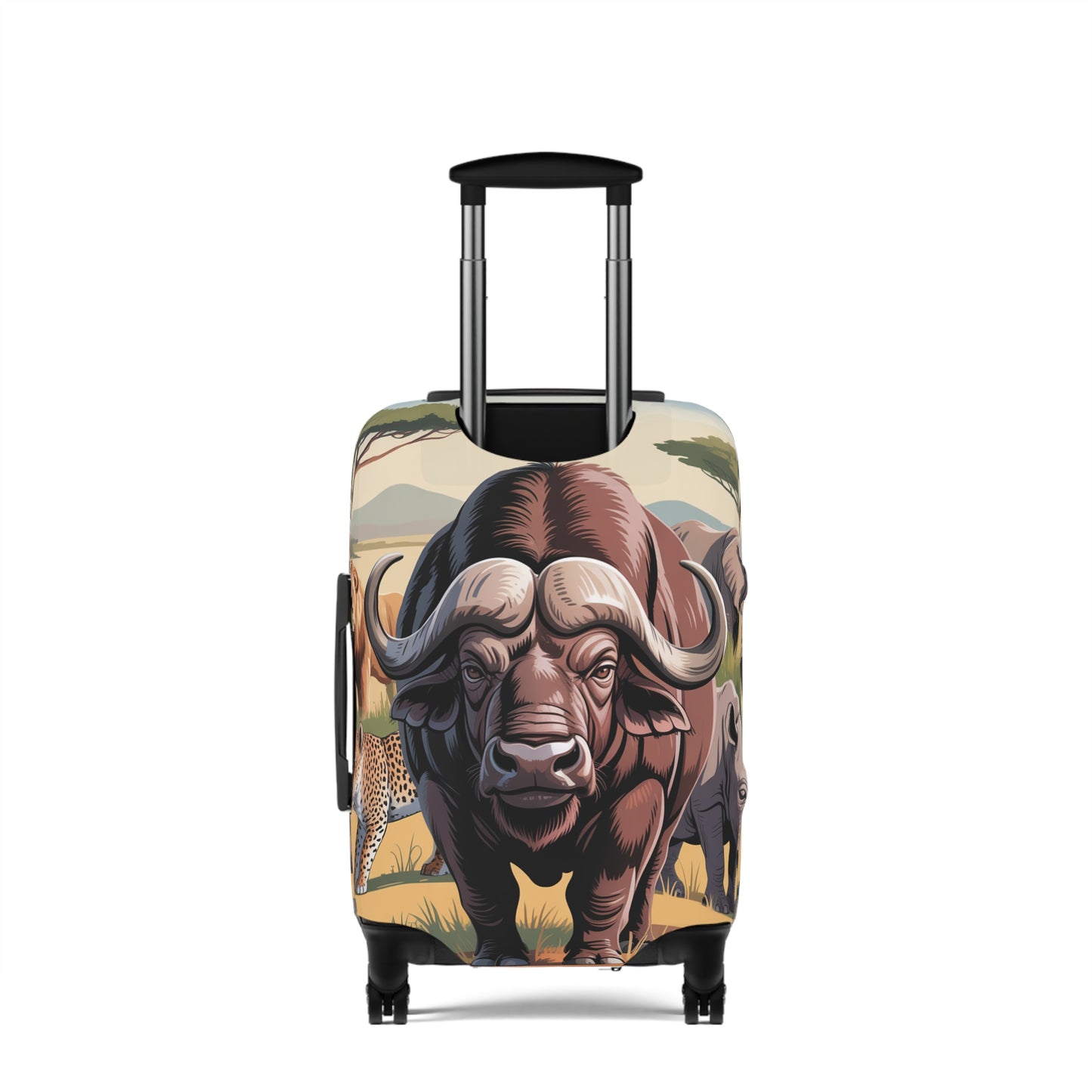 African Safari Giants Luggage Cover: The Majestic Buffalo | Protective Travel Case Accessory