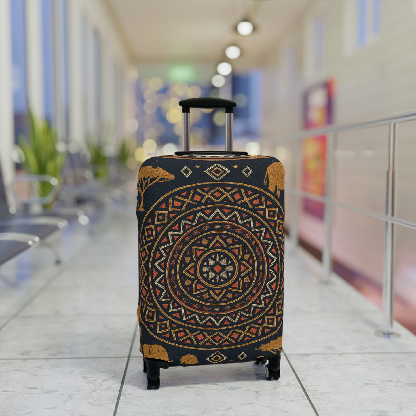 RAW TRUTH: African Earth Mandala Luggage Cover – Luxury Protective Travel Case Accessory (Dark Tones)