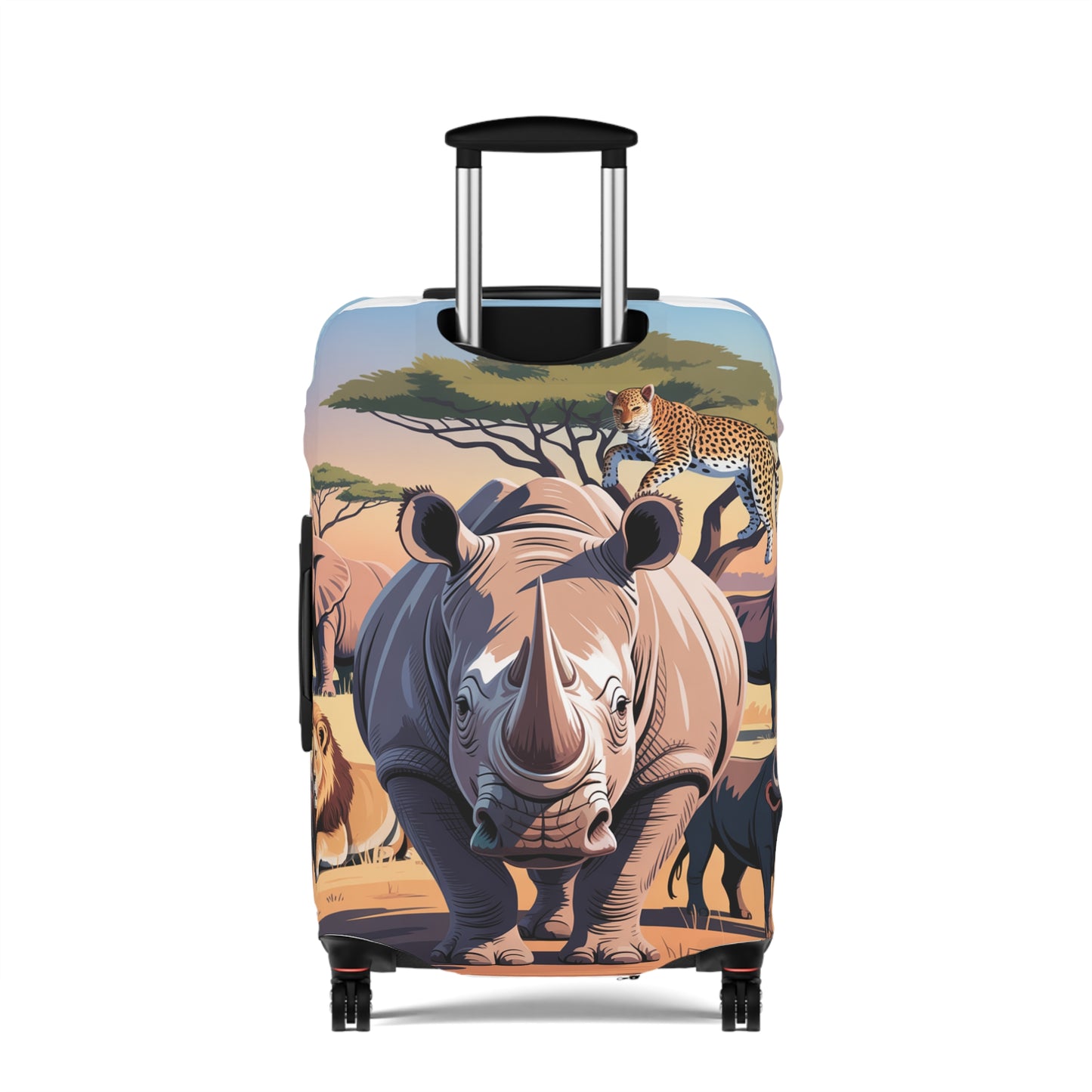 African Safari Giants Luggage Cover: The Majestic Rhino | Protective Travel Case Accessory