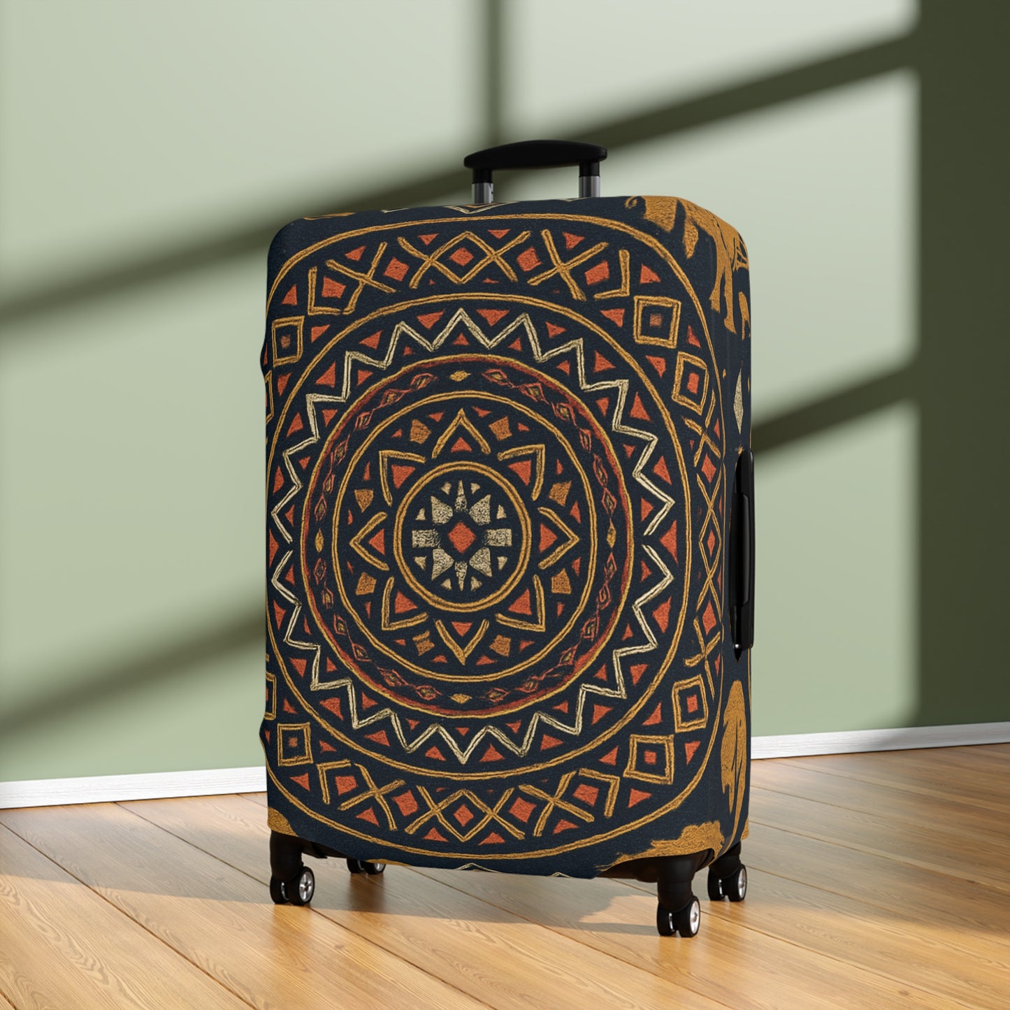RAW TRUTH: African Earth Mandala Luggage Cover – Luxury Protective Travel Case Accessory (Dark Tones)
