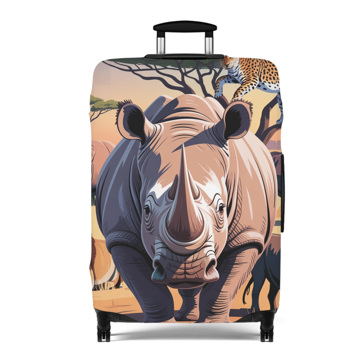 African Safari Giants Luggage Cover: The Majestic Rhino | Protective Travel Case Accessory