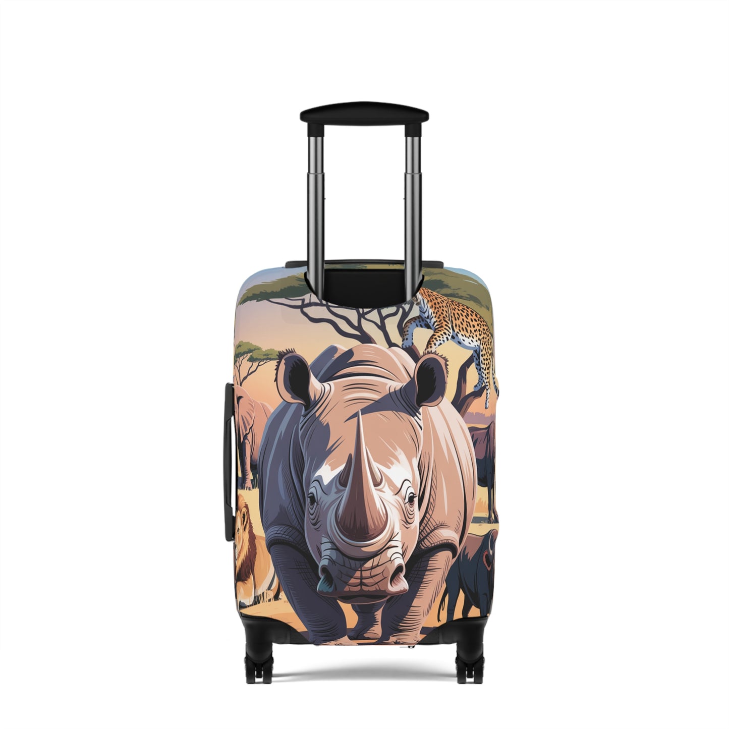 African Safari Giants Luggage Cover: The Majestic Rhino | Protective Travel Case Accessory