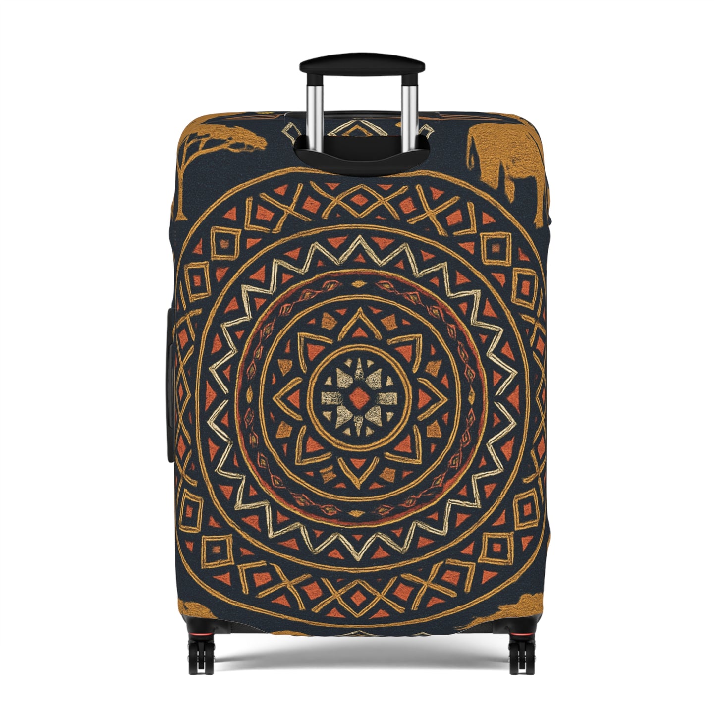 RAW TRUTH: African Earth Mandala Luggage Cover – Luxury Protective Travel Case Accessory (Dark Tones)