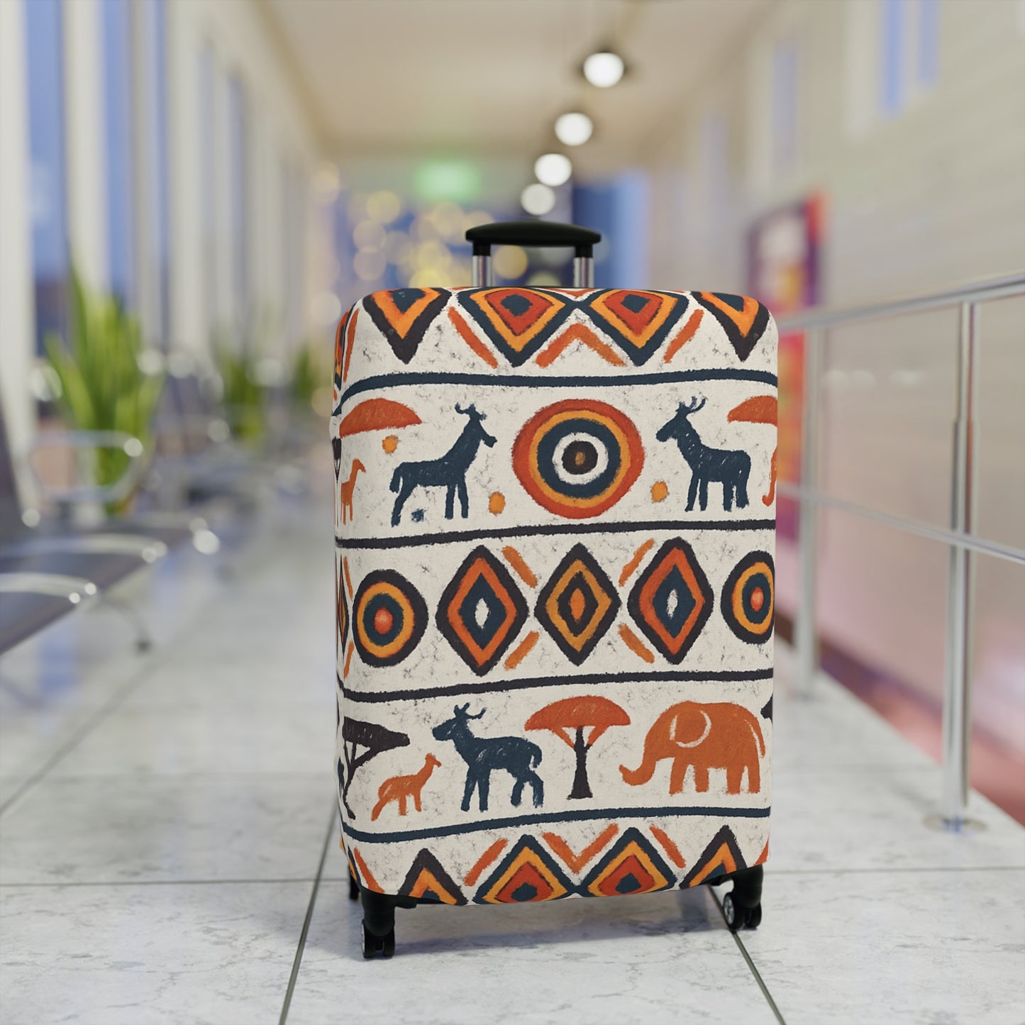 RAW TRUTH: Kenya Safari Print Luggage Cover – Wild Animals & Tribal Motifs Travel Accessory