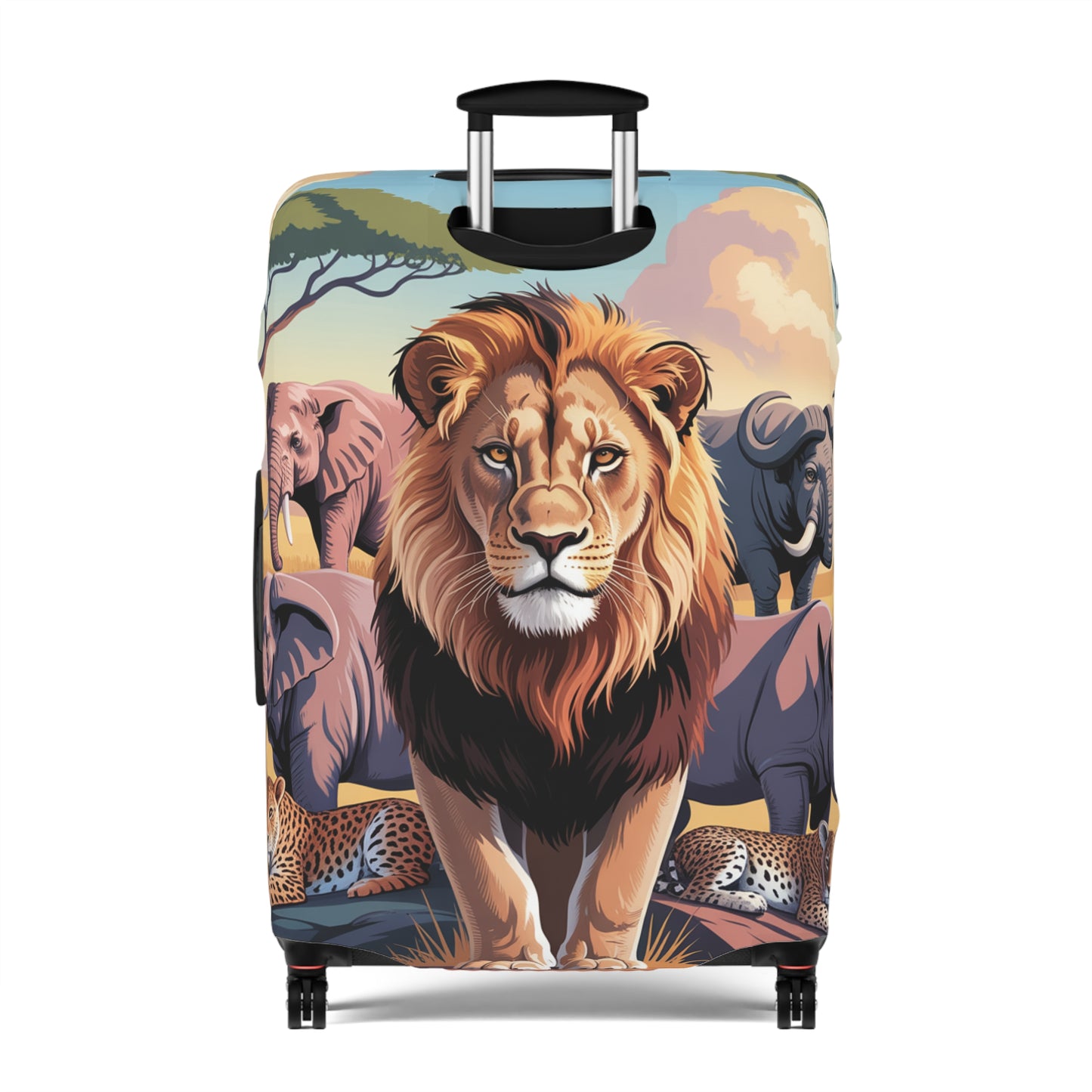 African Safari Giants Luggage Cover: The Majestic Lion | Protective Travel Case Accessory