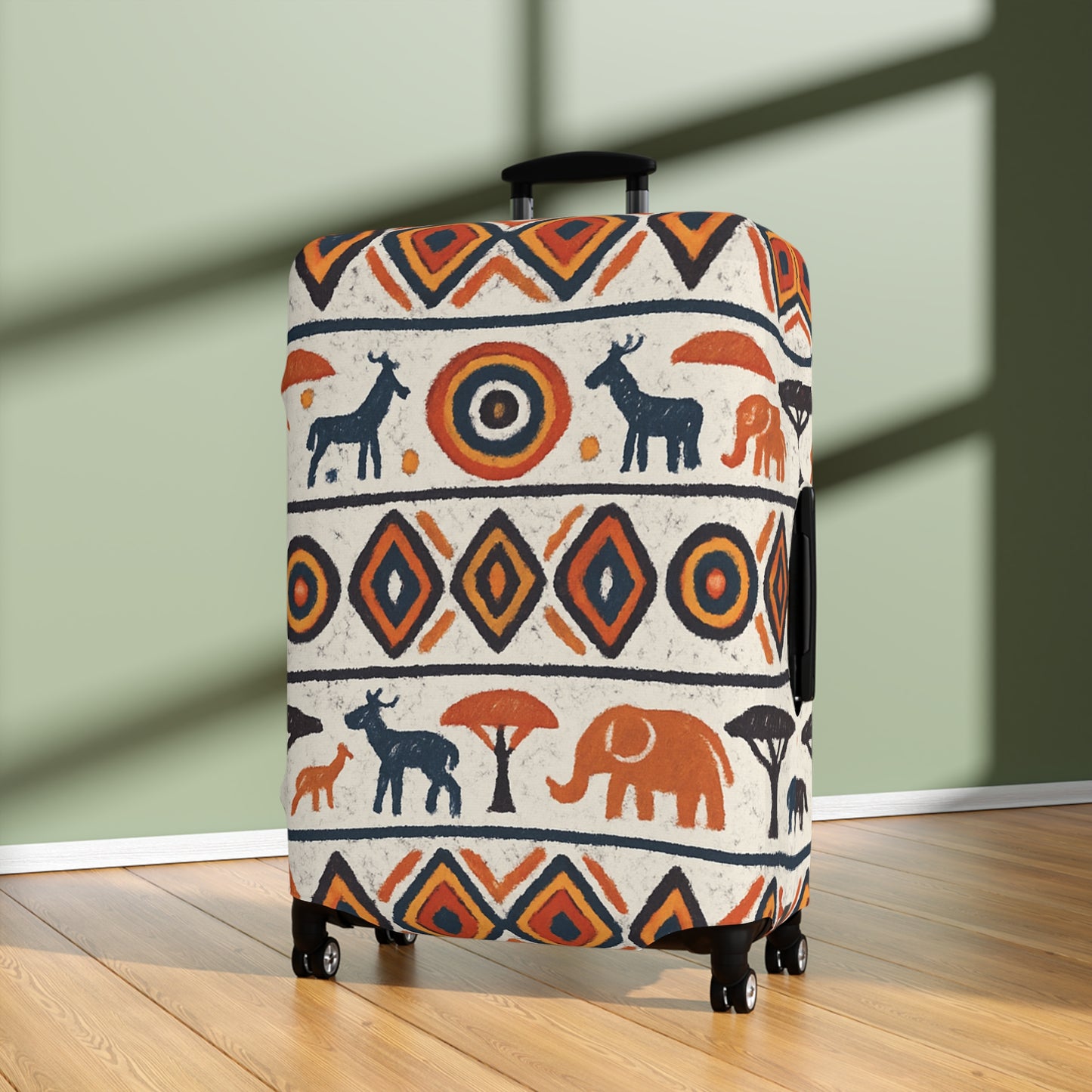 RAW TRUTH: Kenya Safari Print Luggage Cover – Wild Animals & Tribal Motifs Travel Accessory