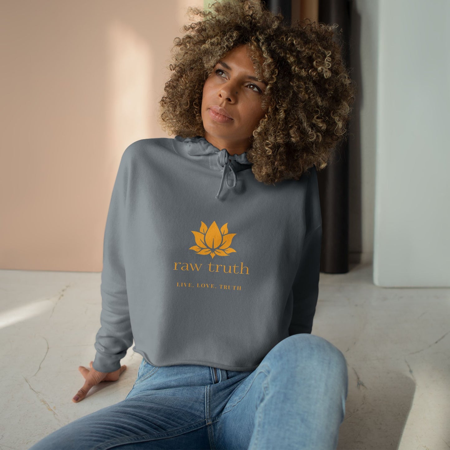 Raw Truth Classic Crop Hoodie - Meditation Gear, Mindfulness Gift