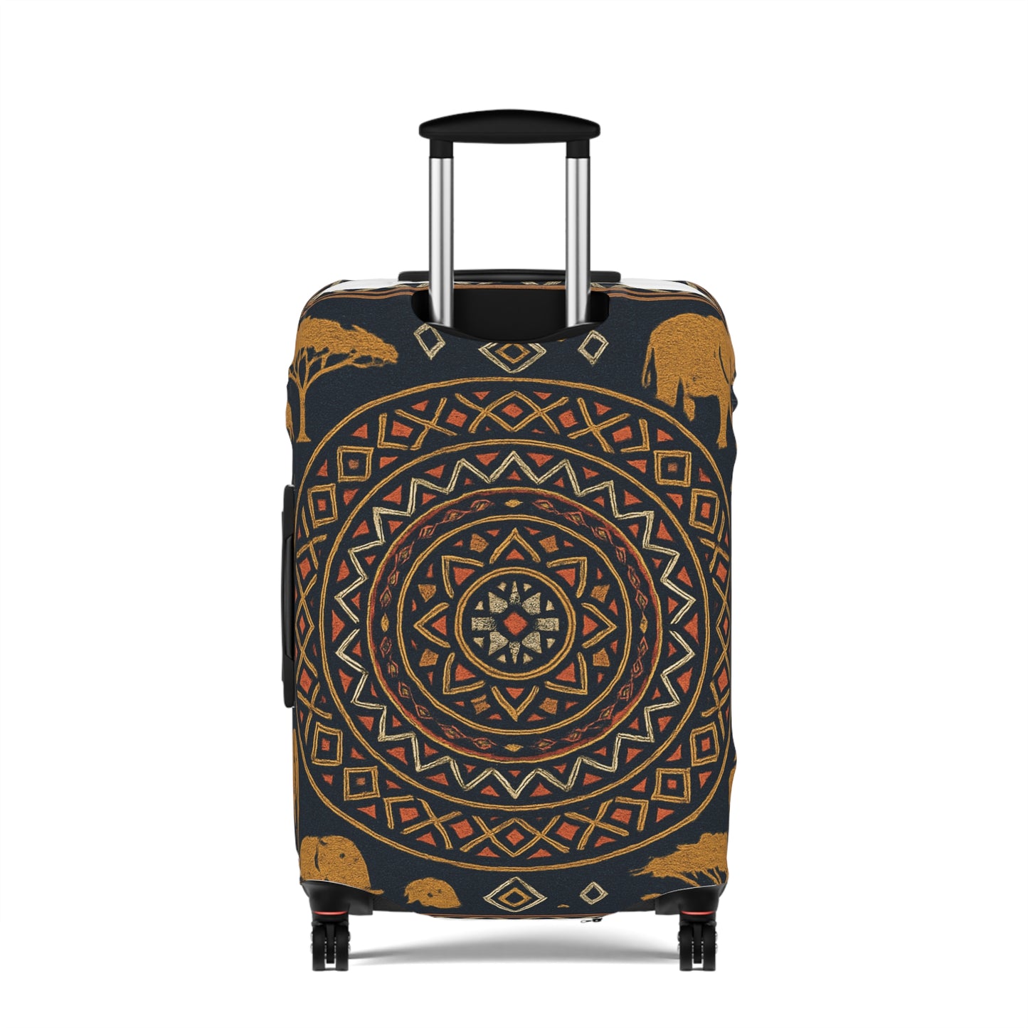 RAW TRUTH: African Earth Mandala Luggage Cover – Luxury Protective Travel Case Accessory (Dark Tones)