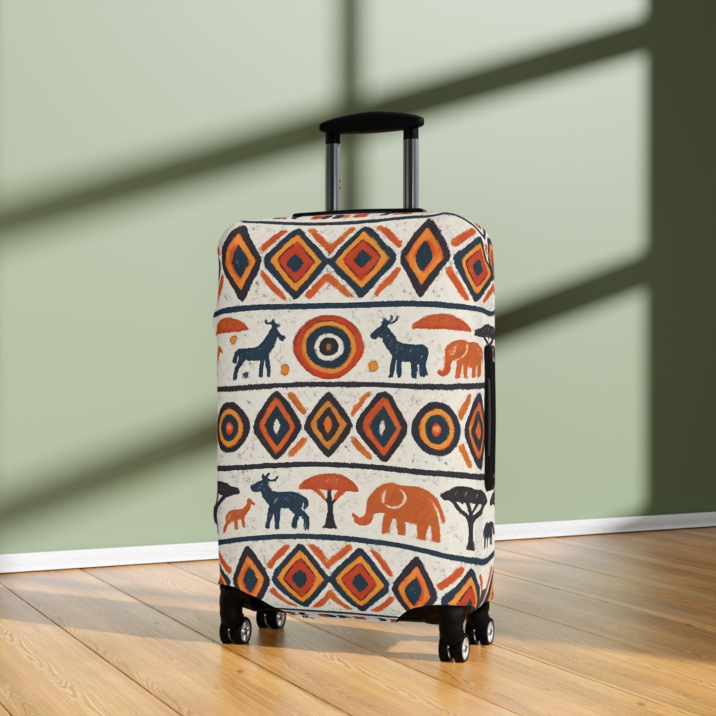 RAW TRUTH: Kenya Safari Print Luggage Cover – Wild Animals & Tribal Motifs Travel Accessory