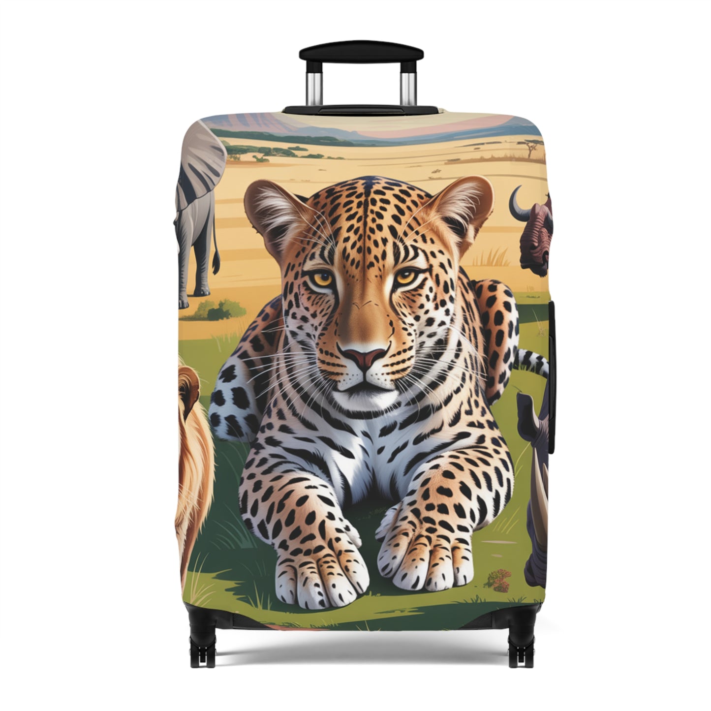 African Safari Giants Luggage Cover: The Majestic Leopard | Protective Travel Case Accessory