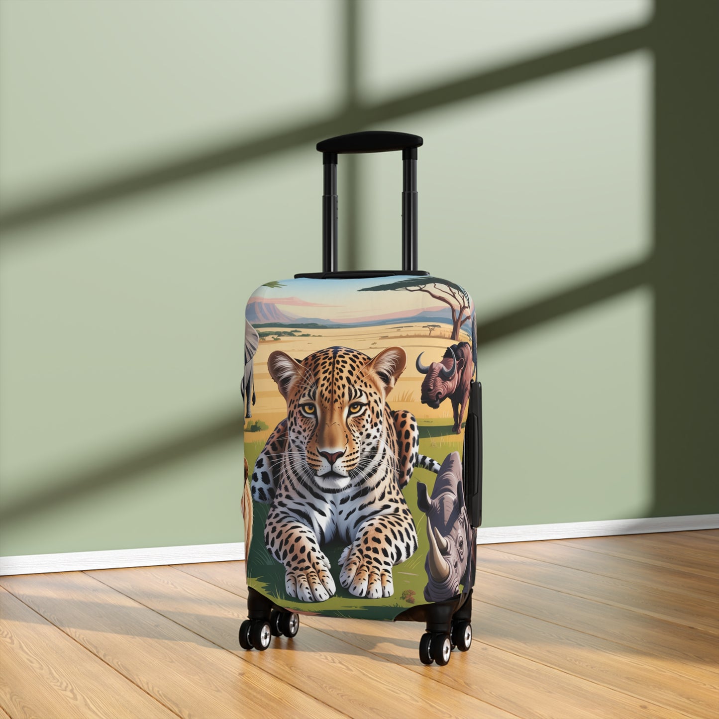 African Safari Giants Luggage Cover: The Majestic Leopard | Protective Travel Case Accessory