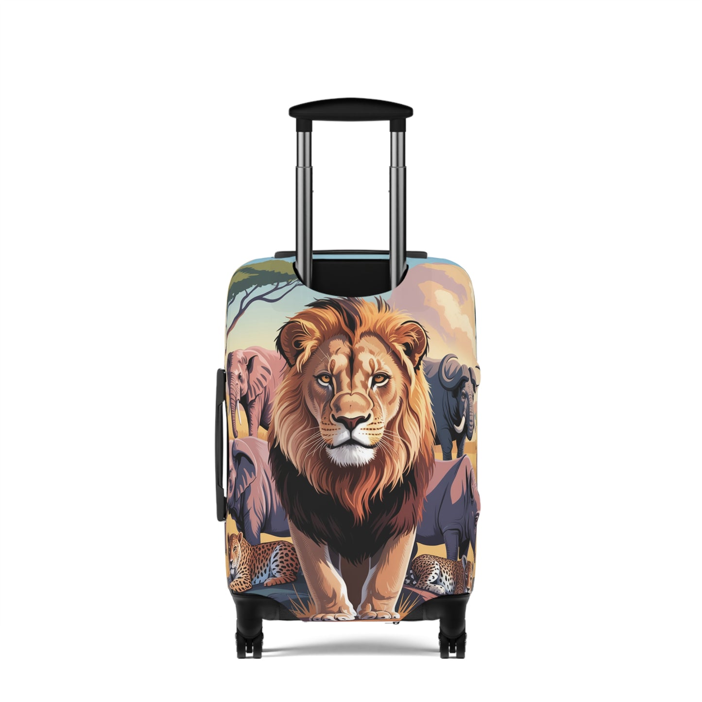 African Safari Giants Luggage Cover: The Majestic Lion | Protective Travel Case Accessory