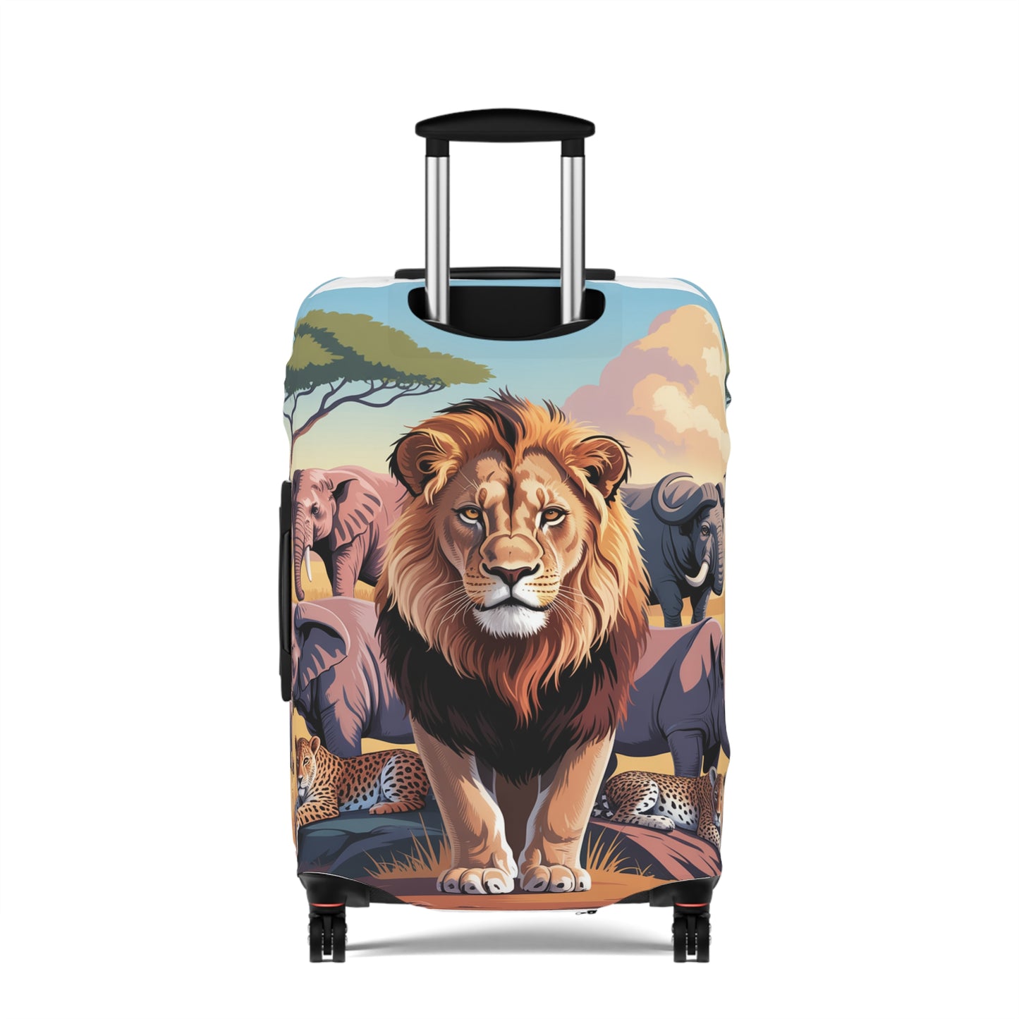 African Safari Giants Luggage Cover: The Majestic Lion | Protective Travel Case Accessory