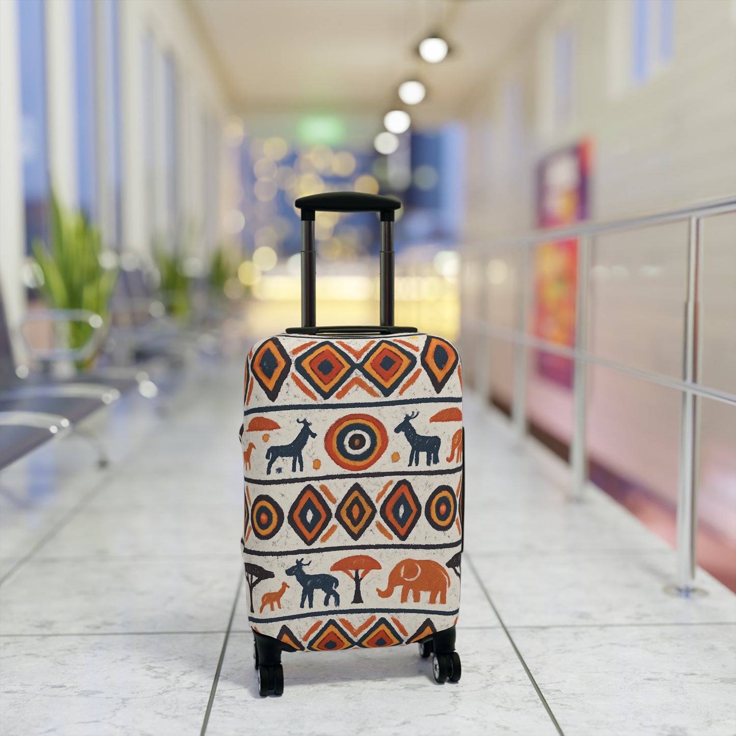 RAW TRUTH: Kenya Safari Print Luggage Cover – Wild Animals & Tribal Motifs Travel Accessory