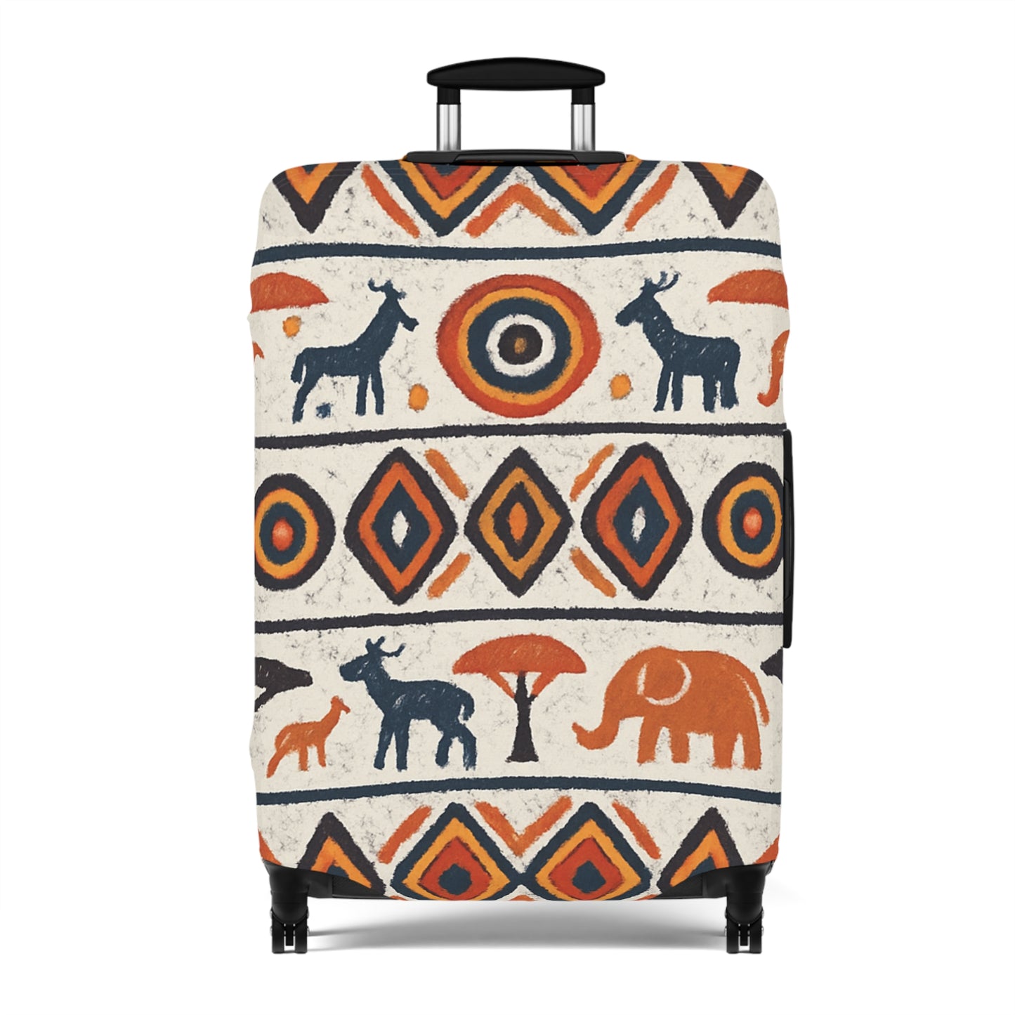 RAW TRUTH: Kenya Safari Print Luggage Cover – Wild Animals & Tribal Motifs Travel Accessory