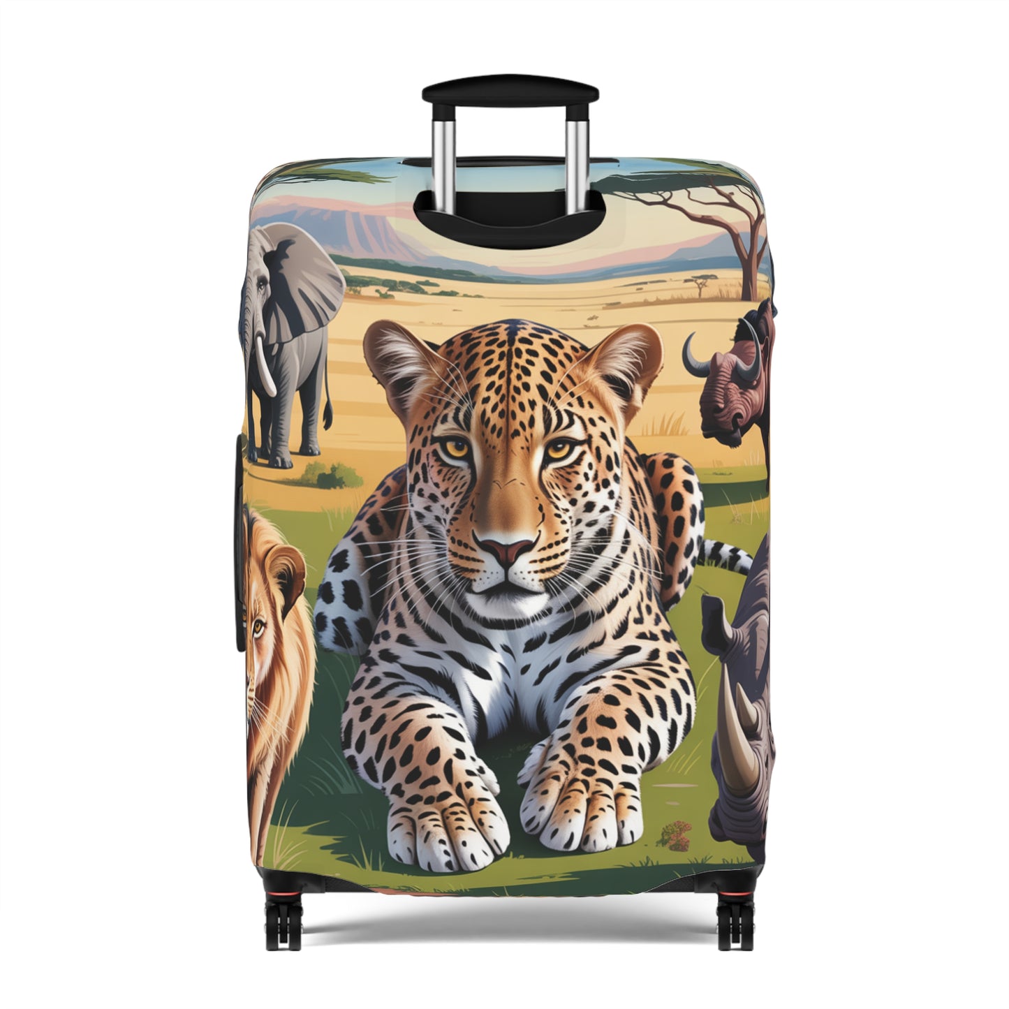 African Safari Giants Luggage Cover: The Majestic Leopard | Protective Travel Case Accessory