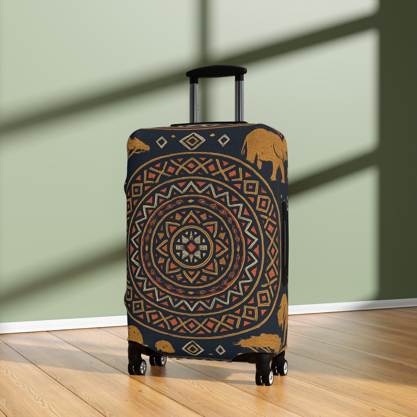 RAW TRUTH: African Earth Mandala Luggage Cover – Luxury Protective Travel Case Accessory (Dark Tones)