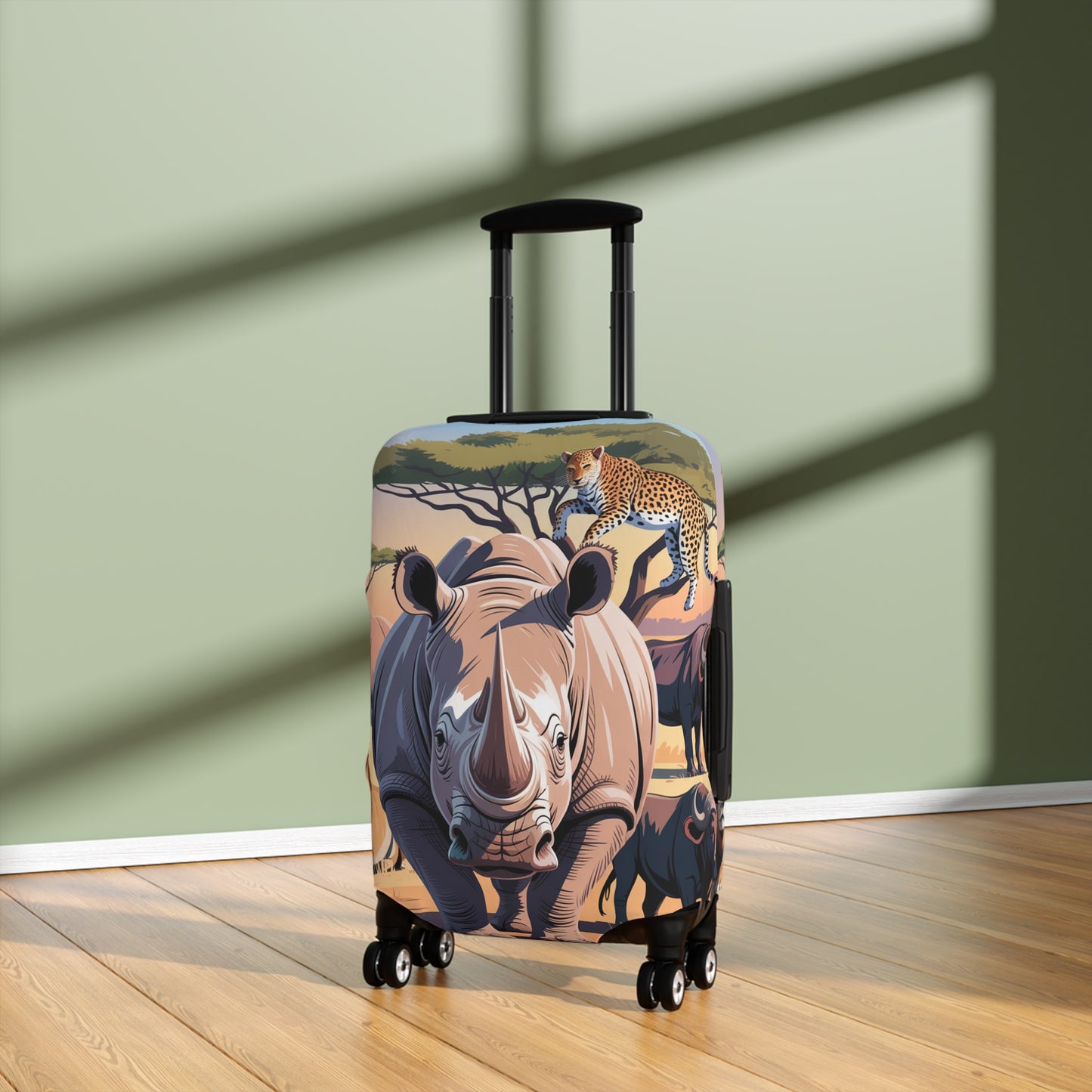 African Safari Giants Luggage Cover: The Majestic Rhino | Protective Travel Case Accessory