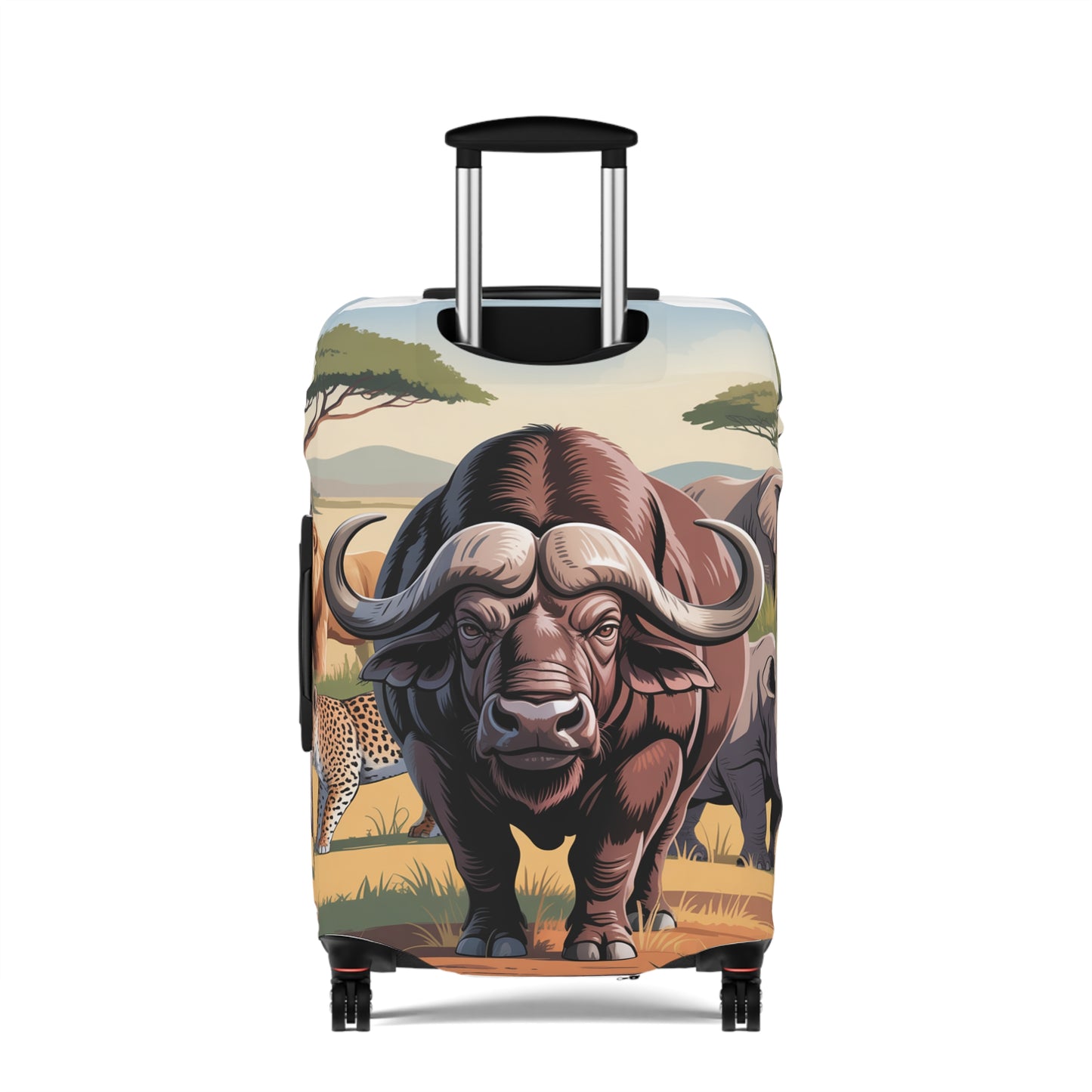 African Safari Giants Luggage Cover: The Majestic Buffalo | Protective Travel Case Accessory