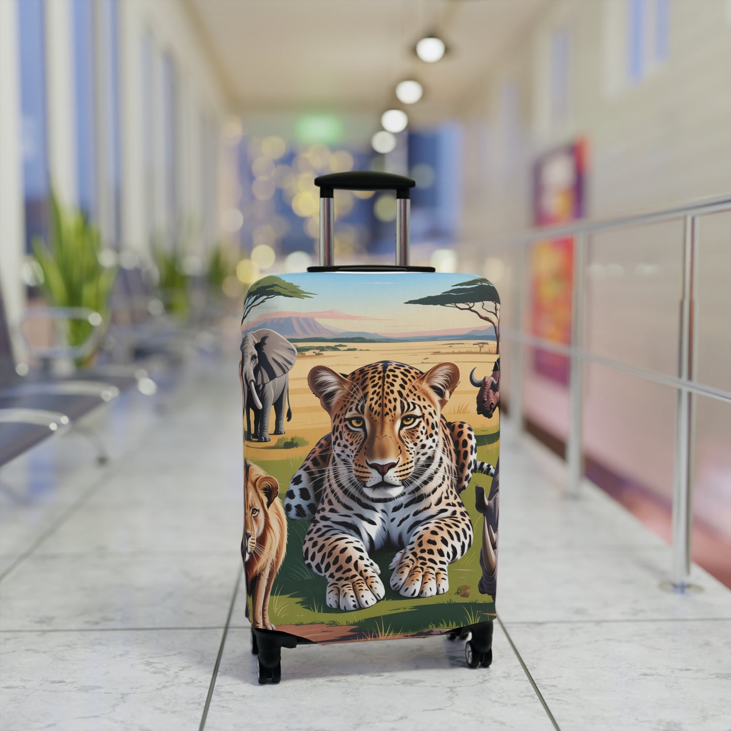African Safari Giants Luggage Cover: The Majestic Leopard | Protective Travel Case Accessory