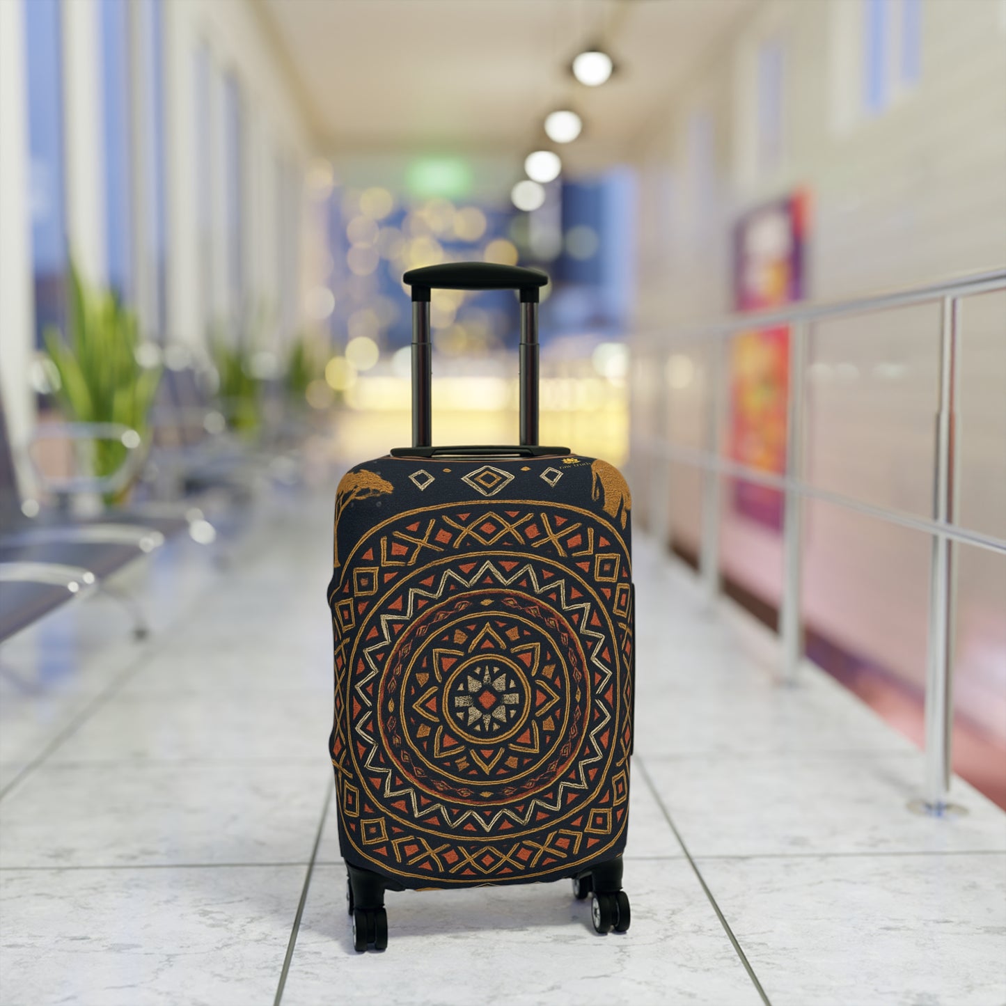 RAW TRUTH: African Earth Mandala Luggage Cover – Luxury Protective Travel Case Accessory (Dark Tones)