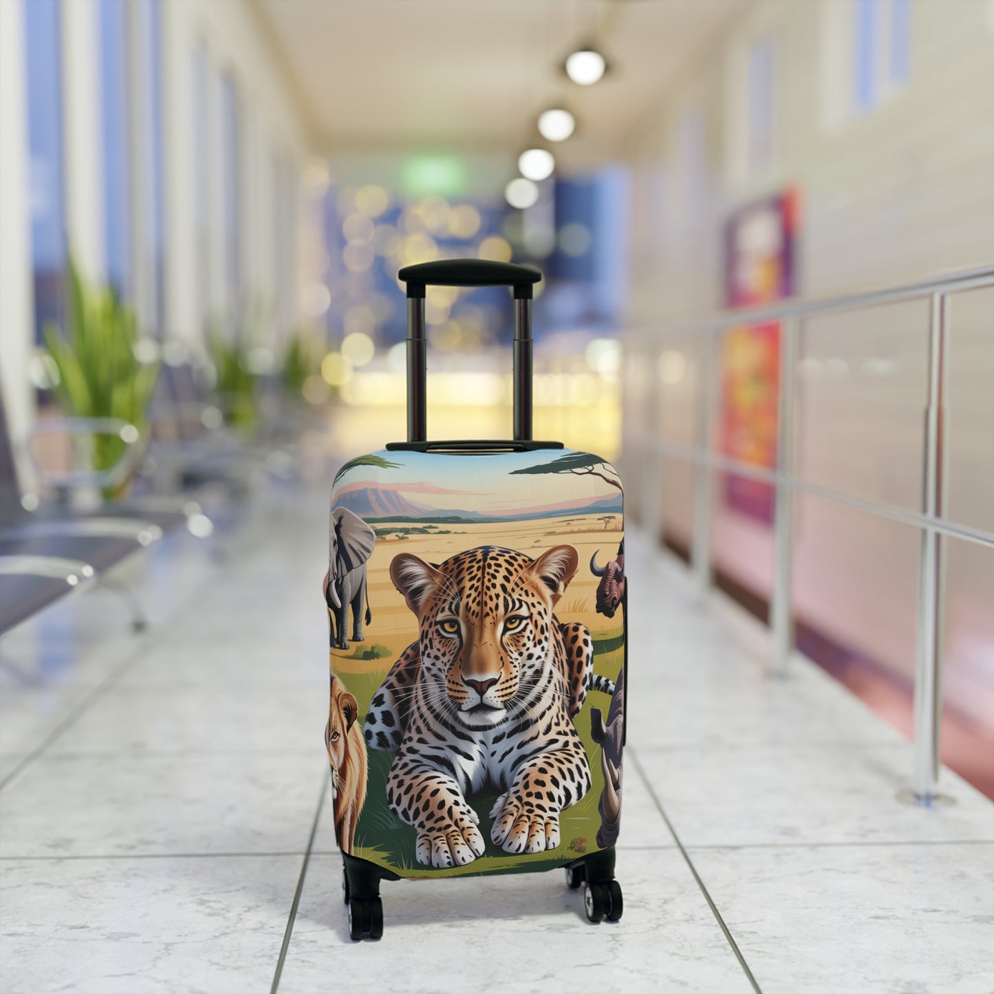 African Safari Giants Luggage Cover: The Majestic Leopard | Protective Travel Case Accessory