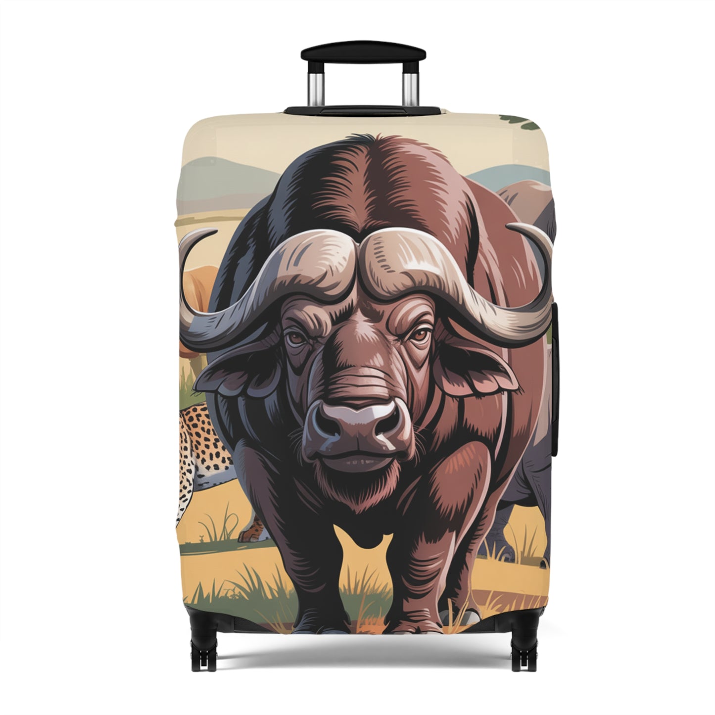African Safari Giants Luggage Cover: The Majestic Buffalo | Protective Travel Case Accessory