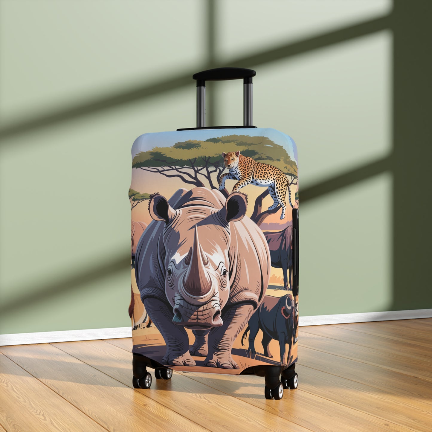 African Safari Giants Luggage Cover: The Majestic Rhino | Protective Travel Case Accessory