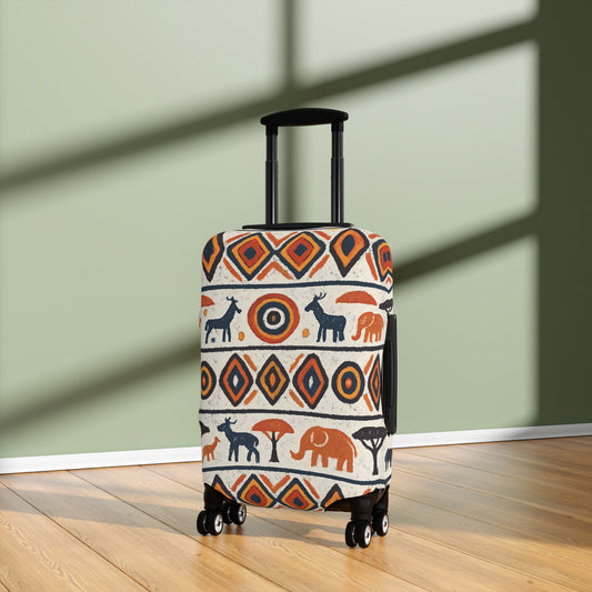 RAW TRUTH: Kenya Safari Print Luggage Cover – Wild Animals & Tribal Motifs Travel Accessory