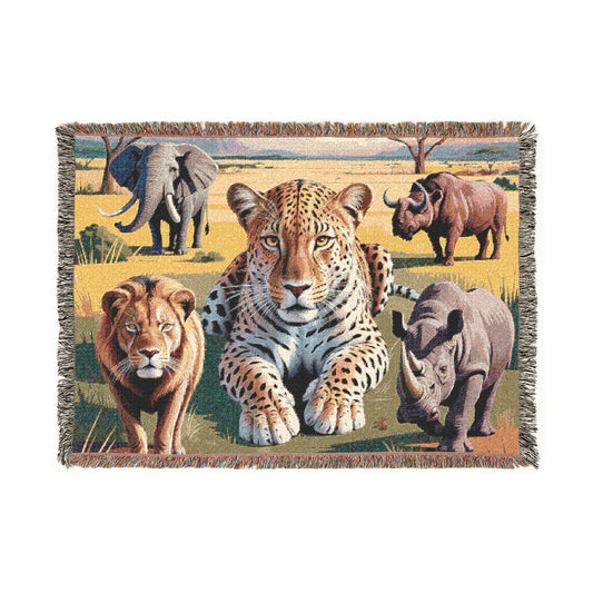 The Big Five Safari Tapestry Throw - Leopard - 100% Cotton