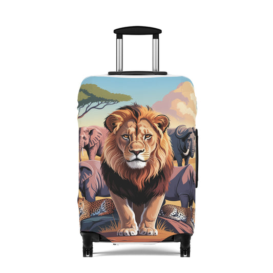 African Safari Giants Luggage Cover: The Majestic Lion | Protective Travel Case Accessory