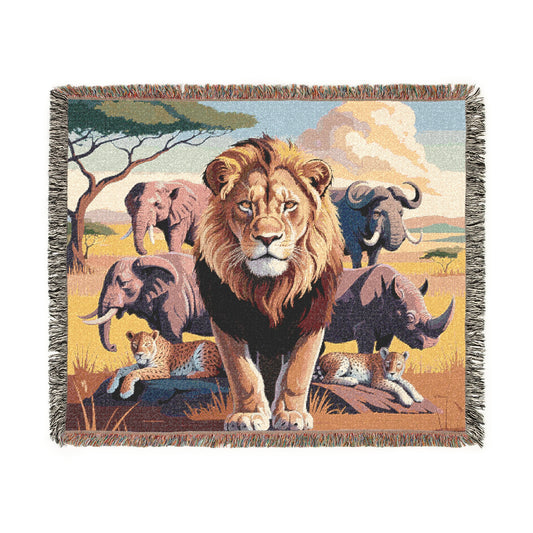 The Big Five Safari Tapestry Throw - Lion - 100% Cotton