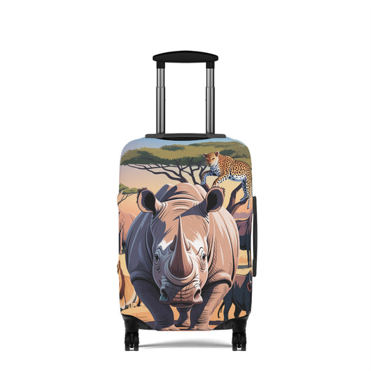 African Safari Giants Luggage Cover: The Majestic Rhino | Protective Travel Case Accessory