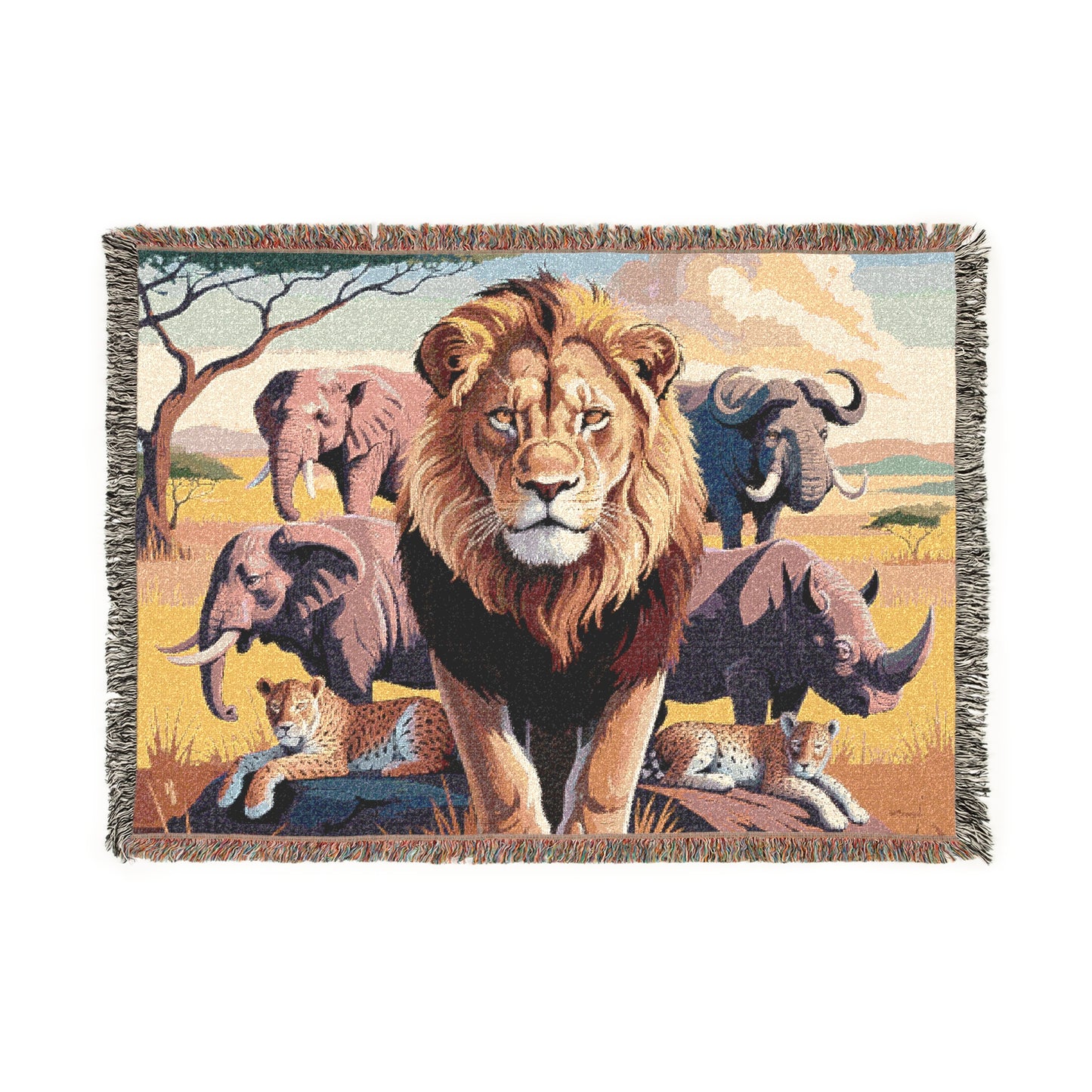 The Big Five Safari Tapestry Throw - Lion - 100% Cotton