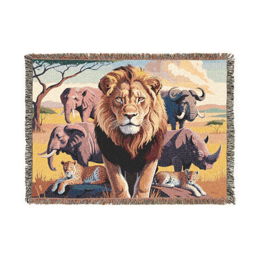The Big Five Safari Tapestry Throw - Lion - 100% Cotton