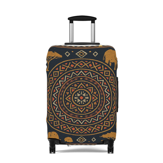 RAW TRUTH: African Earth Mandala Luggage Cover – Luxury Protective Travel Case Accessory (Dark Tones)