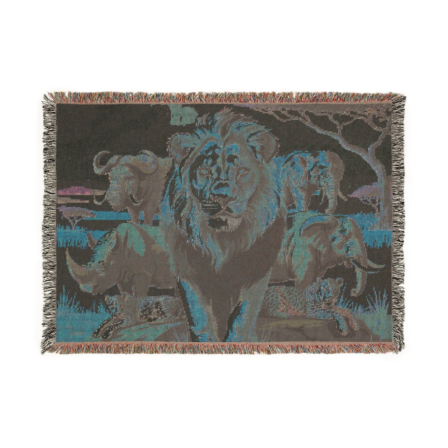 The Big Five Safari Tapestry Throw - Lion - 100% Cotton