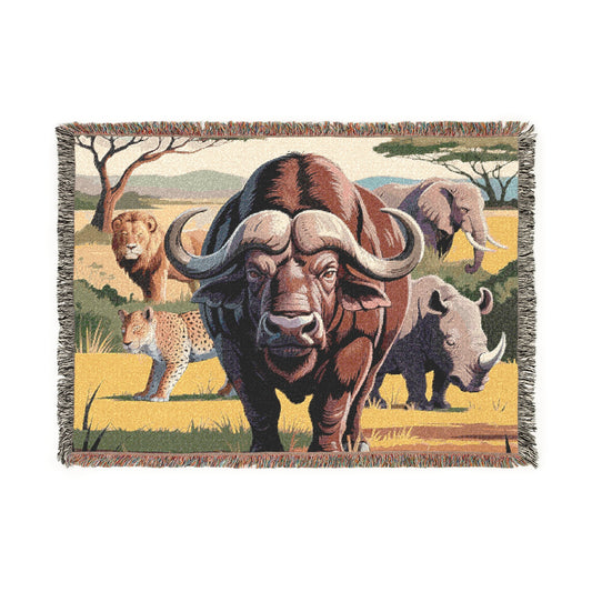 The Big Five Safari Tapestry Throw - Buffalo - 100% Cotton