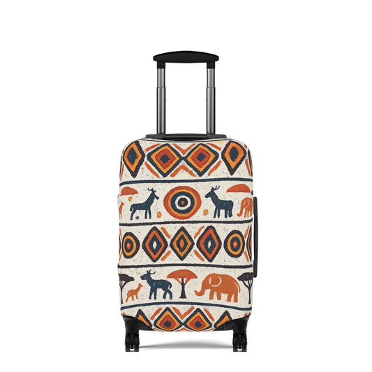 RAW TRUTH: Kenya Safari Print Luggage Cover – Wild Animals & Tribal Motifs Travel Accessory