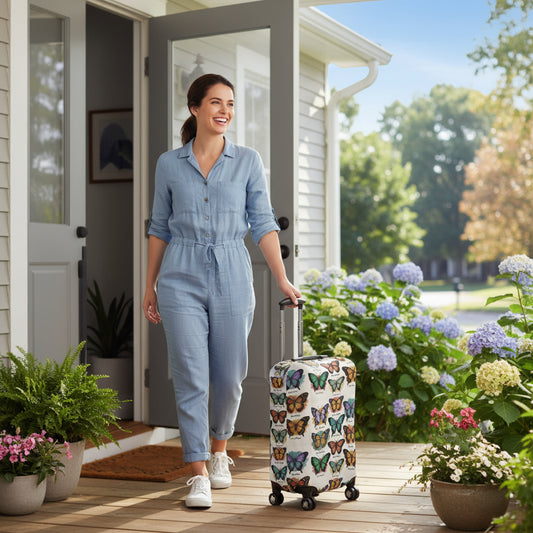 African Butterfly Field Guide Luggage Cover | Vintage Entomology Travel Case